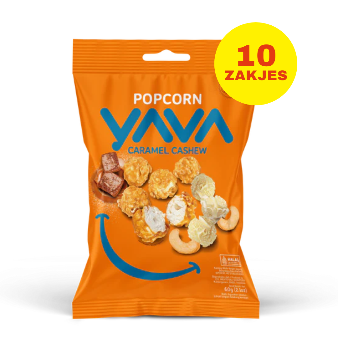 10 x YAVA Popcorn 60 gram - Karamel Cashew