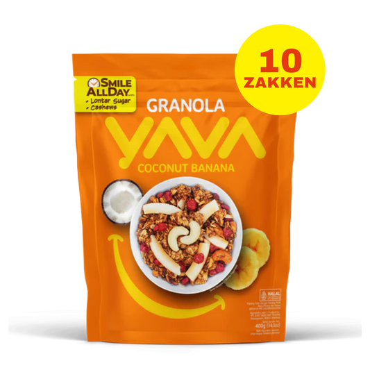10 x YAVA Granola 400 gram - Kokos Banaan