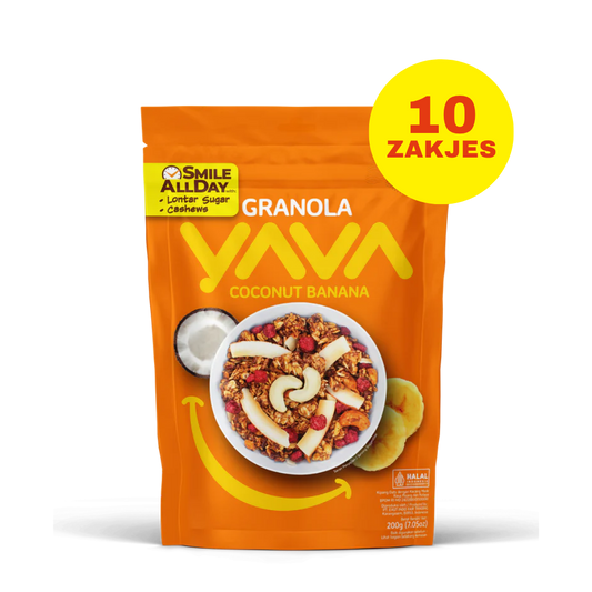 10 x YAVA Granola 200 gram - Kokos Banaan