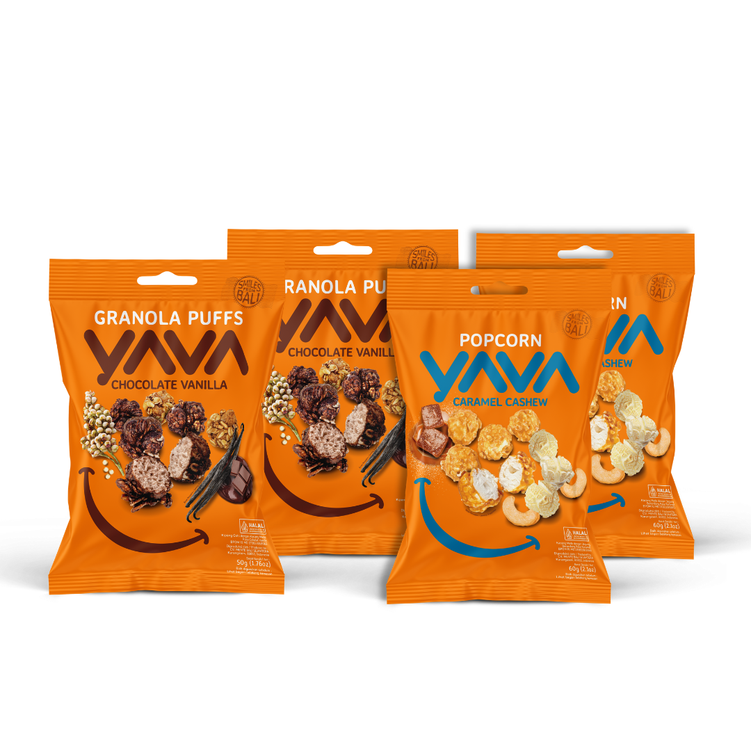 2 x YAVA Granola Puffs & 2 x YAVA Popcorn